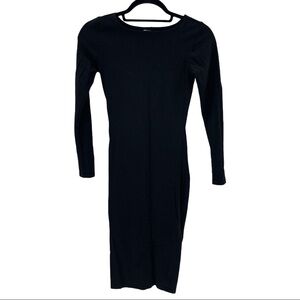 Swank Blue Long Sleeve Black Midi Dress Size S